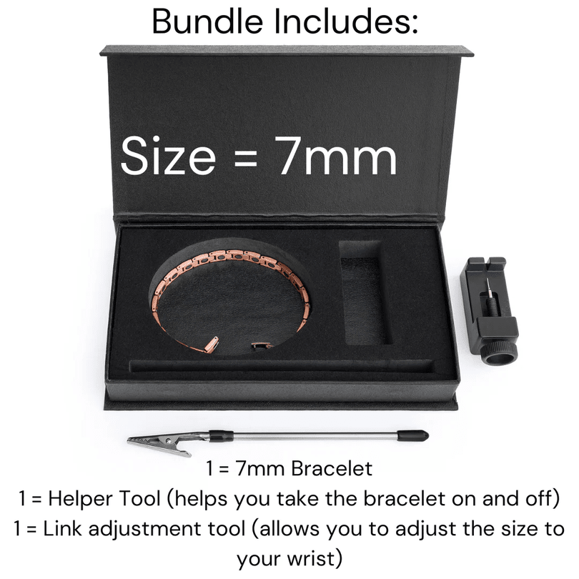 Image of a wide linked bracelet with multiple magnets.